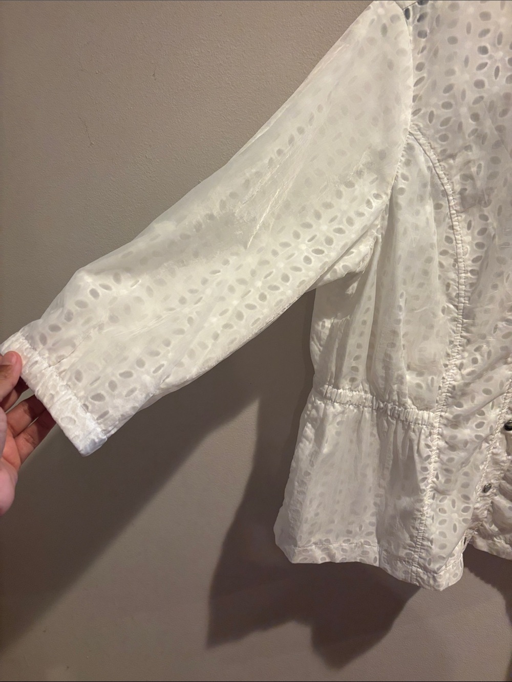White Eyelet Button-Front Jacket - Picture 2 of 5